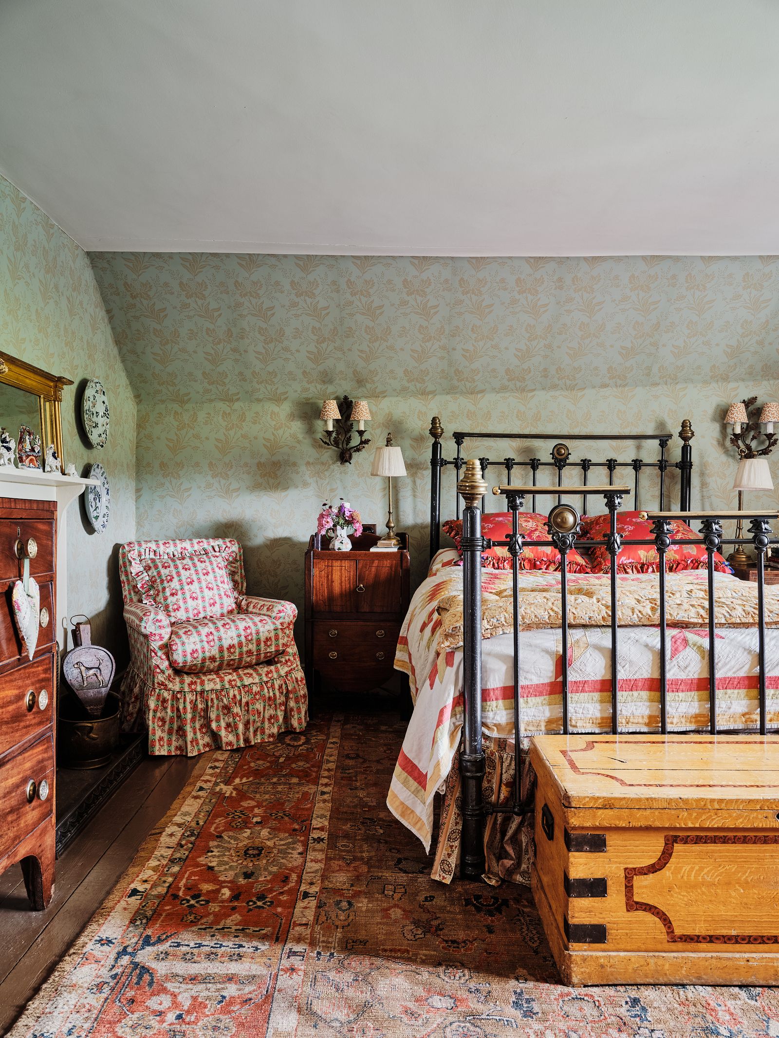 The main bedroom of Alexandra Tolstoy's cottage.