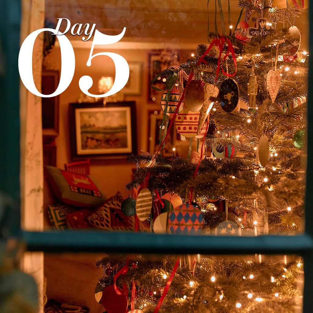 Image may contain Christmas Christmas Decorations Festival Christmas Tree Chair Furniture Art and Painting