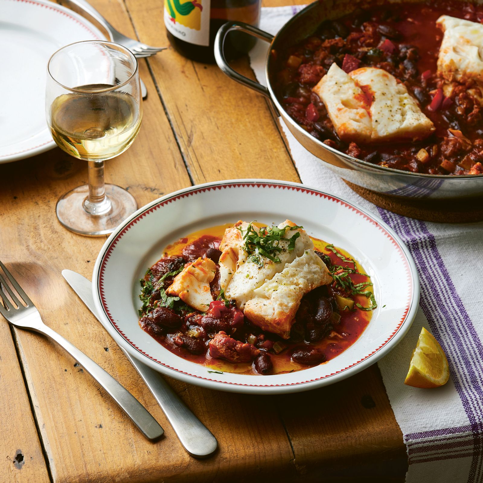 Mediterranean cod, chorizo and red bean stew